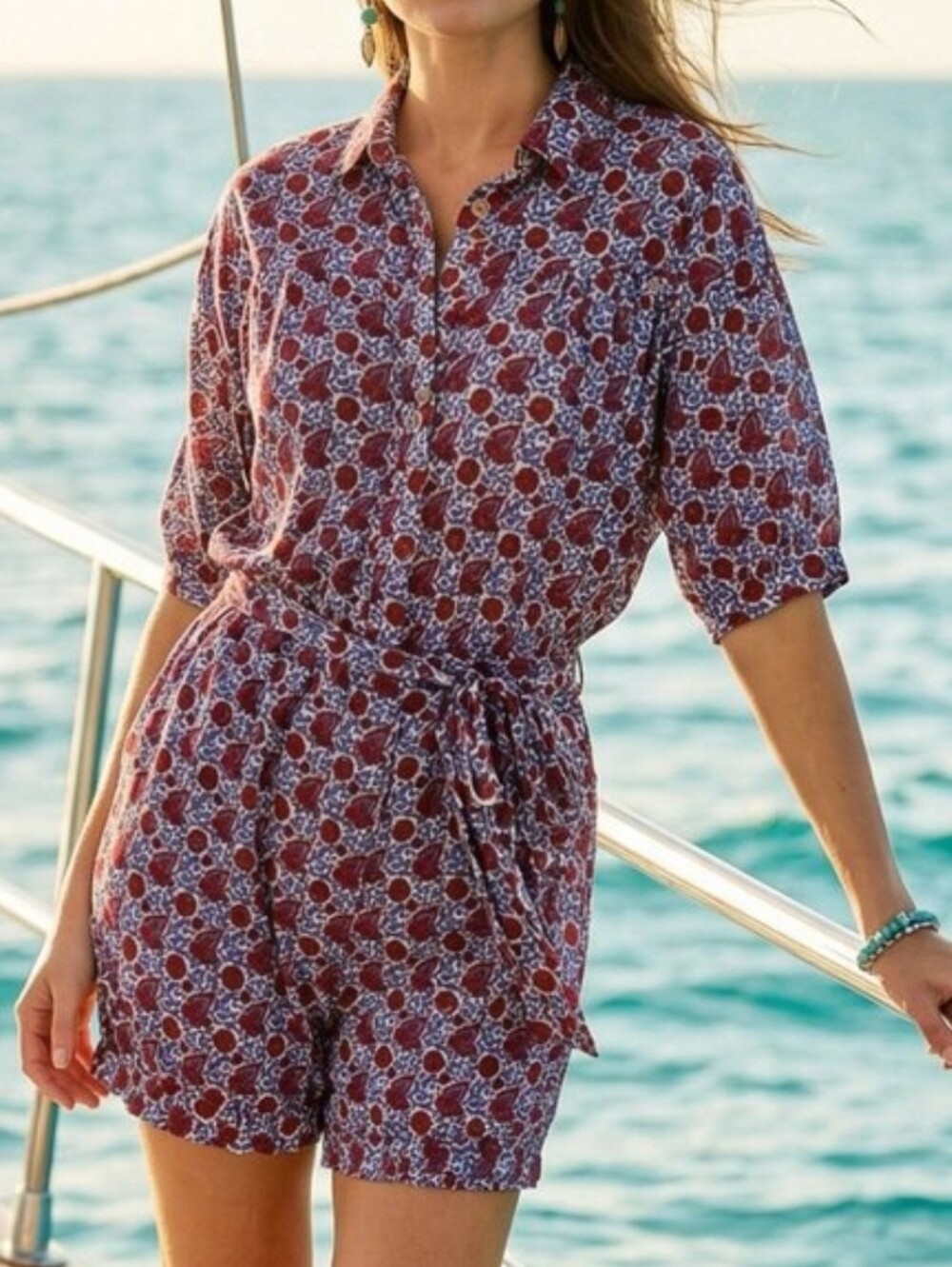 Xirena Grady Romper Shorts Nichols Cotton Bohemian Romper S/M